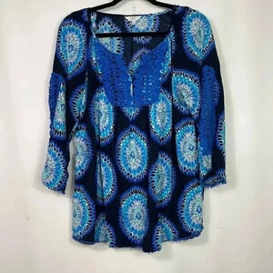 Crown & Ivy 3/4 lace sleeves size Large blouse